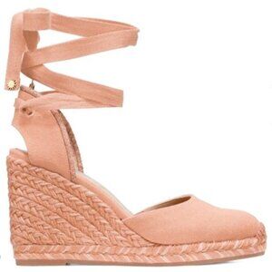 Stuart Weitzman MARGUERITA Poudre Blush Pink Canvas Size 8.5 ESPADRILLES w/Box